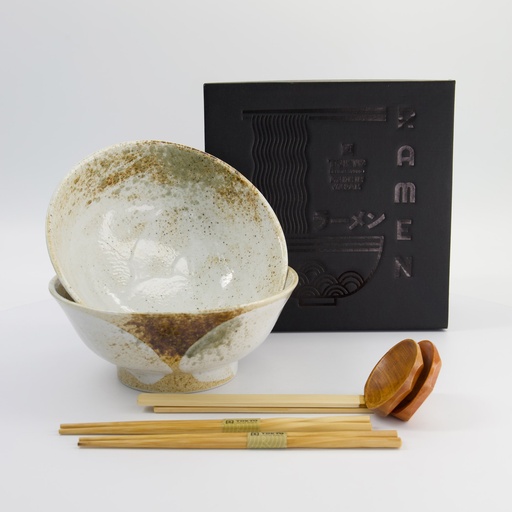 [33894] Yukishino 6pcs Ramen Giftset 21.5x9cm 1300ml Br/Wh 33894 1/8