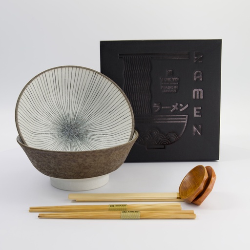 [33897] Satomaki Tokusa 6pcs Ramen Giftset 21.5x9cm 1300ml Brown 33897 1/8