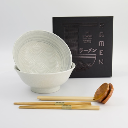[33898] Masamura Seikaiha 6pcs Ramen Giftset 21.5x9cm 1300ml White 33898 1/8
