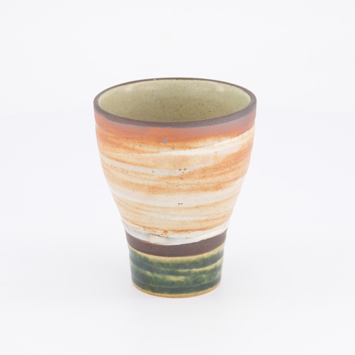 [33913] Craft Cup Shino Oribe 8.5x10.5cmh Green/Orange 33913 6/48 