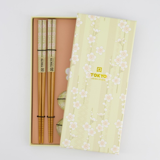 [33920] Chopstick Giftset Chopstick and Rest/4 White Blossom AH-06 33920 1/100 