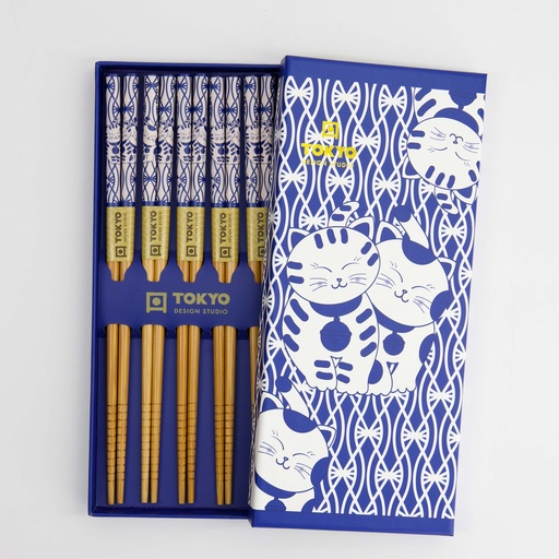 [33935] Chopstick Giftset/5 Neko Cat Blue AH-01 33935 1/100 