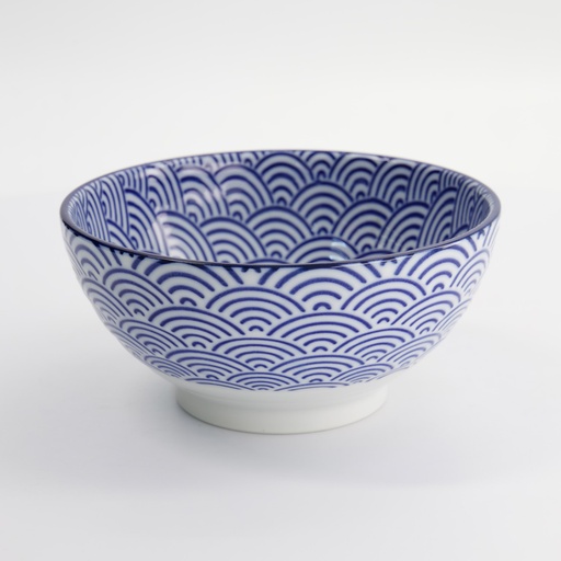 [8626] Nippon Blue Sanuki Bowl 18.5x9cm 1000ml Wave YW-1018/B 3/24
