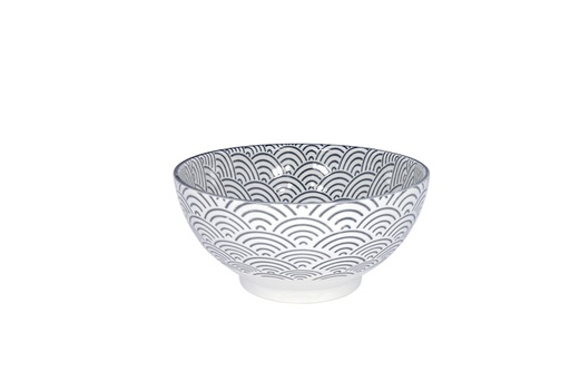 [14272] Nippon Grey Sanuki Bowl 18.5x9cm 1000ml Wave YW-5539/B 3/24