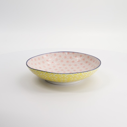 [14368] Star/Wave Pasta Plate 21x5.2cm Pink YW-5813/C  3/36