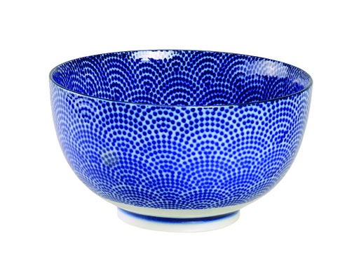 [16149] Nippon Blue Okonomi Bowl 13.2x7.4cm 450ml Dot YW-1013/AN 16149 6/48