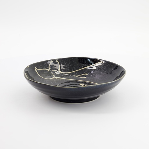 [33950] Kawaii Pasta Plate Black Whale  20.8x5.2cm 33950 6/36 