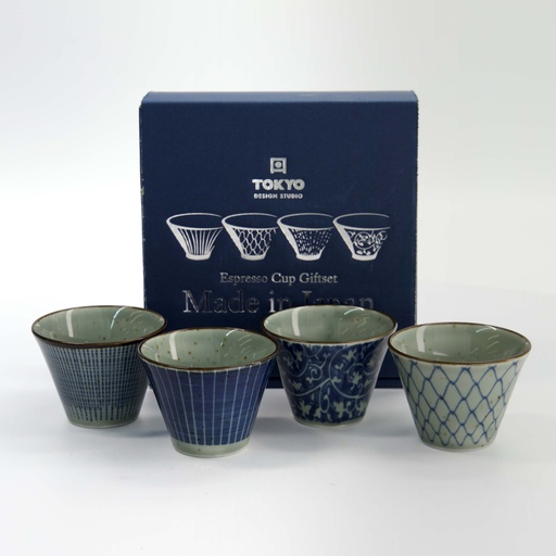 [34020] Mashiko Espresso Cup Giftset 4pcs 7.5x5.3cm Blue 34020 1/30