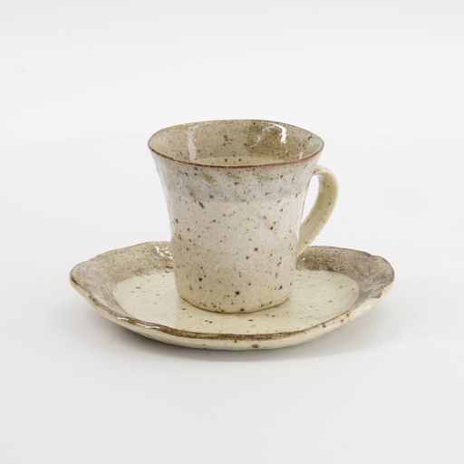 [34053] Mino Craft Cup/Saucer set 8.5x7.7cm+13cm Kobiki White 34053 1/36 