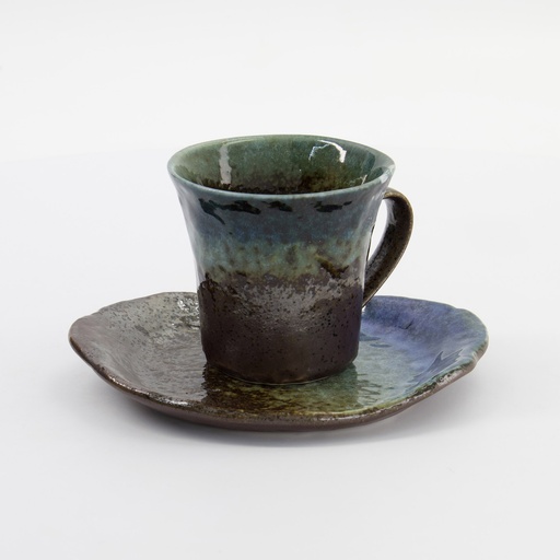 [34054] Mino Craft Cup/Saucer set  8.5x7.7cm+13cm Seiun Blue 34054  1/36 