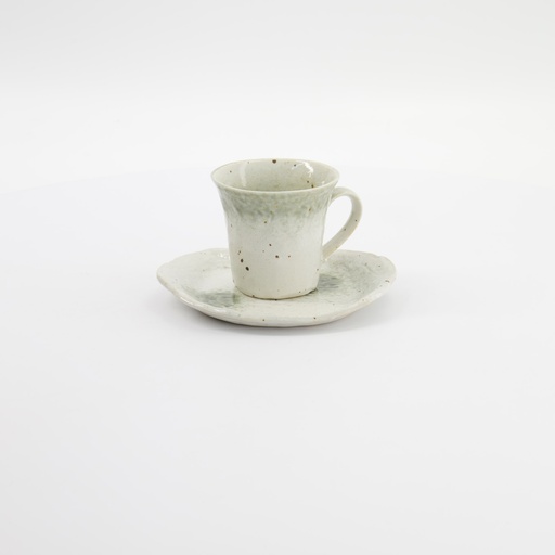 [34055] Mino Craft Cup/Saucer set  8.5x7.7cm+13cm Fuki Oribe Green 34055 1/36 