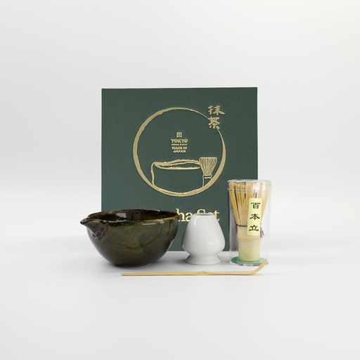[34082] Matcha Giftset Amano Oribe Green 14.5x6.5cm 4pcs 34082 