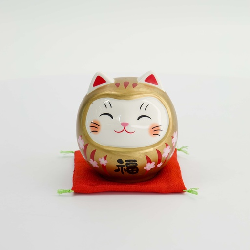 [34130] Lucky Cat Daruma Coin Bank 9.5cm Gold 7678 1/60