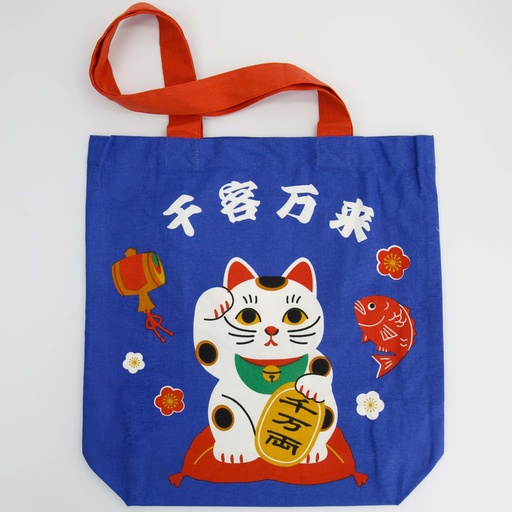 [34170] Kawaii Tote bag Lucky Cat 894372 39x38cm Blue 2/80 