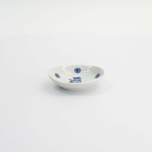 [61691] Kawaii Hananeko Cat Sauce Dish 9.8x2.5cm Blue A 61691 12/144 