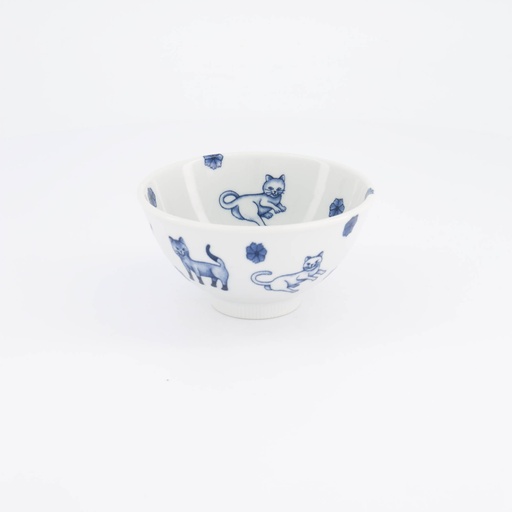 [61692] Kawaii Hananeko Cat Rice Bowl 12x6.5cm Blue 61692 6/48
