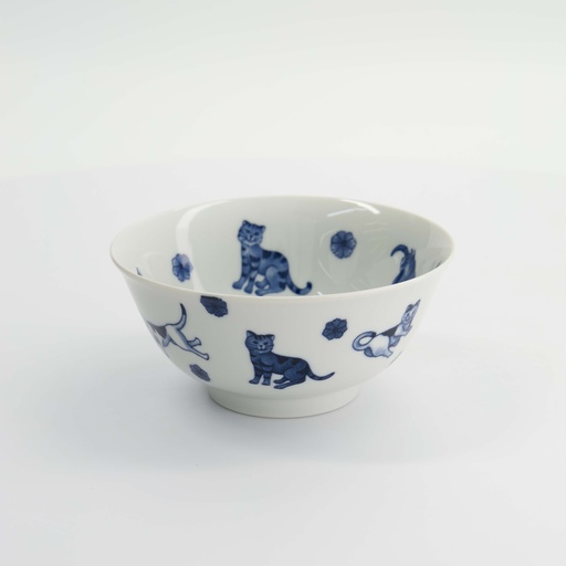 [61693] Kawaii Hananeko Cat Tayo Bowl 15x7cm Blue 61693 6/48