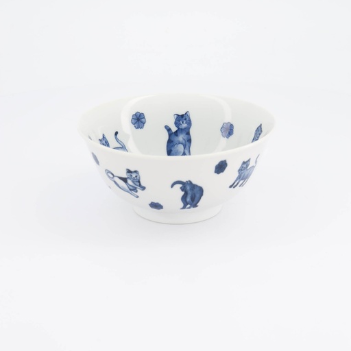 [61693] Kawaii Hananeko Cat Tayo Bowl 15x7cm Blue 61693 6/48