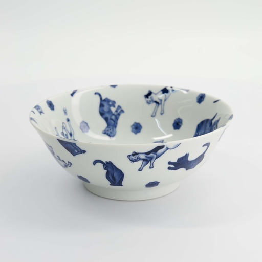 [61695] Kawaii Hananeko Cat Ramen Bowl 19.8x7.5cm Blue 61695 4/32 