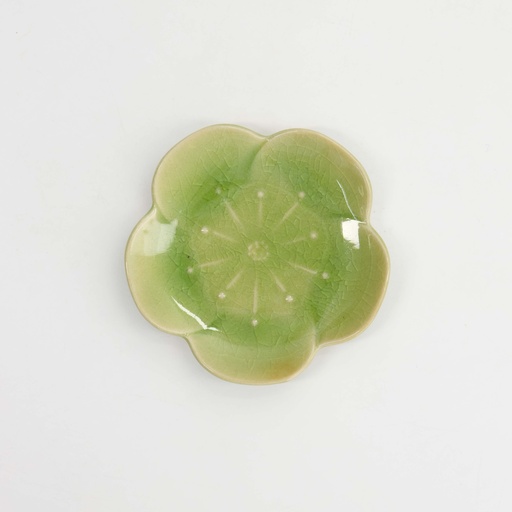 [34314] Flower Shaped Plate 11.5cm Green 34314 12/144