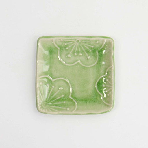 [34317] Ume Square Plate 12.5cm Green 34317 12/144