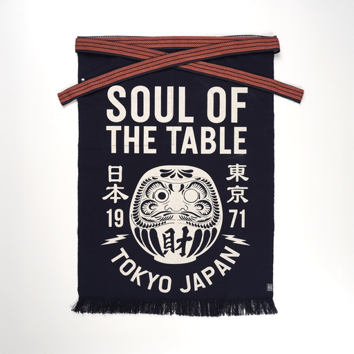 [617300] Maekake Apron Daruma Navy 67x47cm Cotton (N)