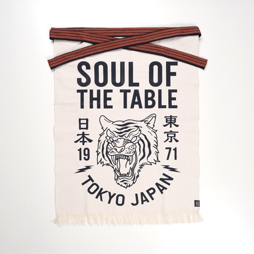[617317] Maekake Apron Tiger Natural White 67x47cm Cotton (N)