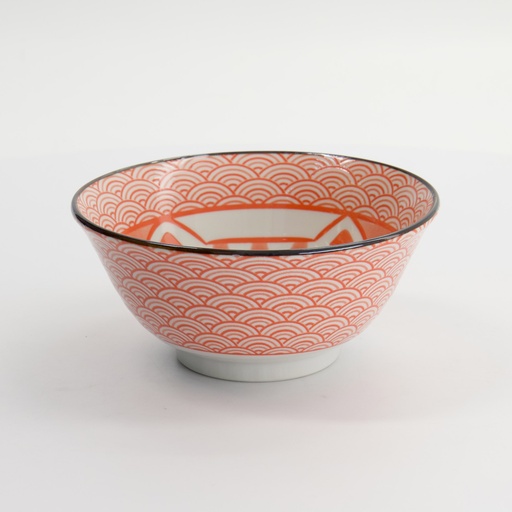 [617669] Kawaii Lucky Cat Neko Tayo Bowl 15x7cm 550ml Seikaiha-Neko Red 6/48