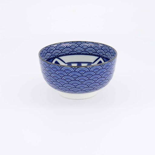 [617614] Kawaii Lucky Cat Neko Bowl 13x7cm Seikaiha-Neko Blue 6/48