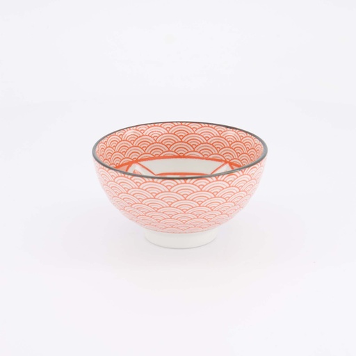 [617683] Kawaii Lucky Cat Neko Rice Bowl 12x6.3cm Seikaiha-Neko Red 6/72