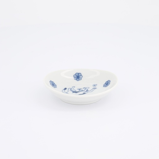[618031] Kawaii Hananeko Cat Sauce Dish 9.8x2.5cm Blue E 618031 12/144