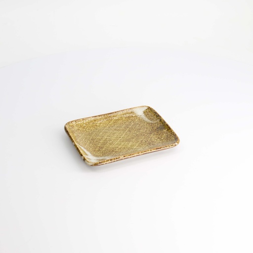 [7428] Mino Craft Rectangular Plate 14.5x12cm Brown 6/72