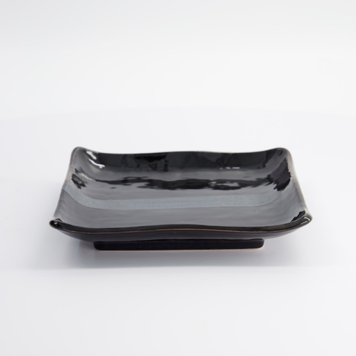 [7571] Black Silver Brush Plate 18x18cm Black/Silver OR27/B 3/36