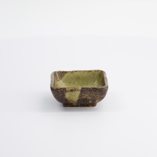 [7440] Mino Craft Sauce Dish Square 7.5x3cm Brown MS-3012/B 12/144