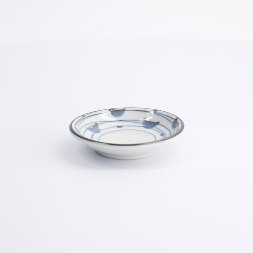 [7282] Sauce Dish 9.5x2cm Seiji Rasen White/Blue FK-432 12/144