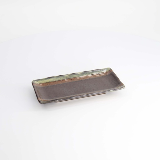 [7426] Mino Craft Rectangular Plate 19.3x9.4cm Black 6/72