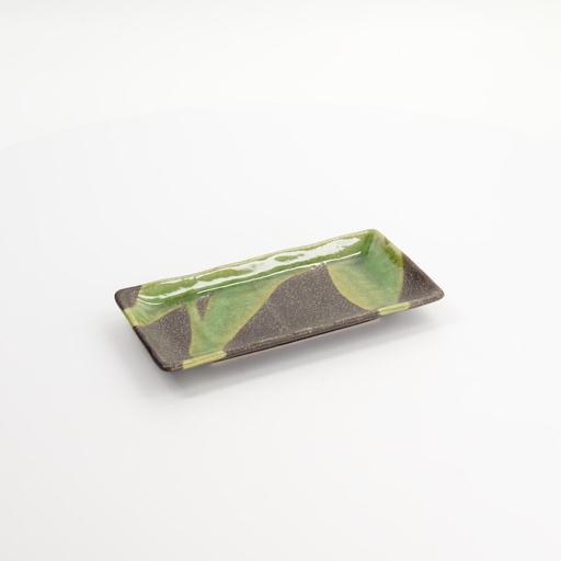 [7427] Mino Craft Rectangular Plate 19.3x9.4cm Bk/Gr 6/72