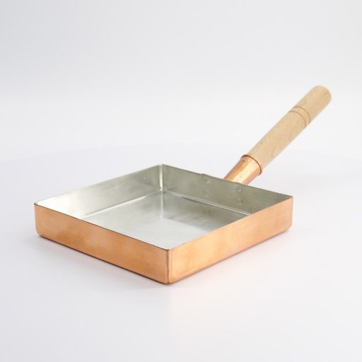 [9906] Kitchen Copper Egg Pan 21x21x3cm (wooden lid #4856) BTM-01/21 1/12