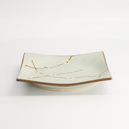 [7503] Green Soshun Square Plate 17.2x17.2x2.2cm Q267/BP 6/36