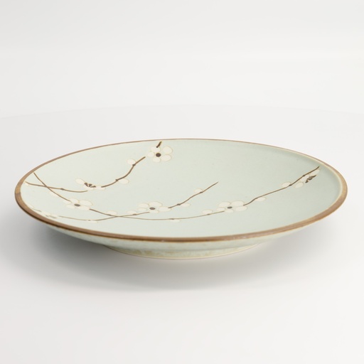 [7100] Green Soshun Plate 22.7x3.1cm Q3901/BP 6/36