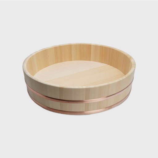 [4554] Wooden Sushi Hangiri w/Copper Hoop Japan Made 39x10.2cm YU-39 1/10 