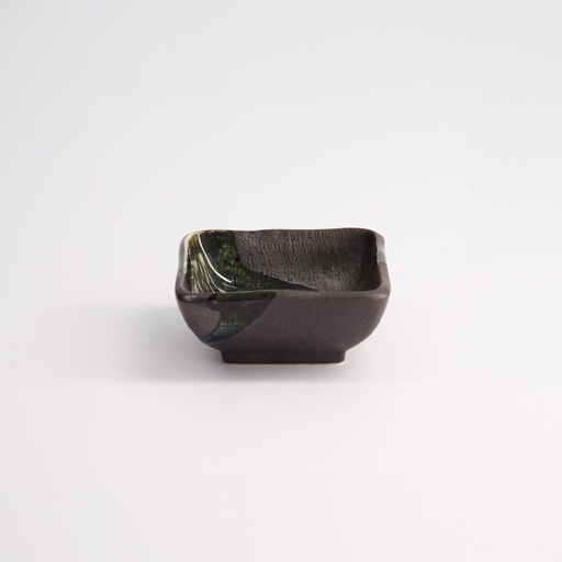 [7679] Mino Craft Sauce Dish 7.5x7.5cm Green/Grey MS-6356 12/144