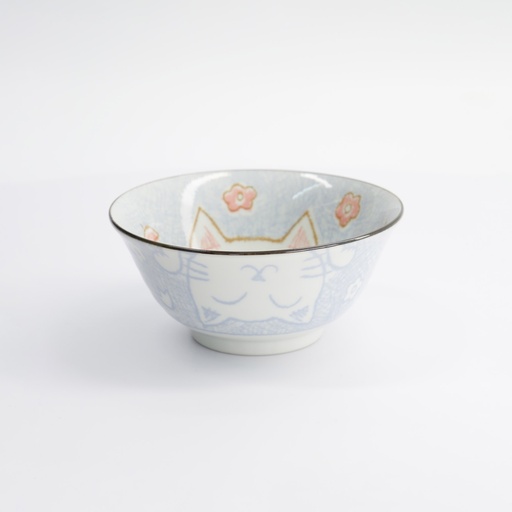 [2105] Kawaii Cat Neko Tayo Bowl 14.8x6.8cm 500ml Blue HE56/89(P) 6/48